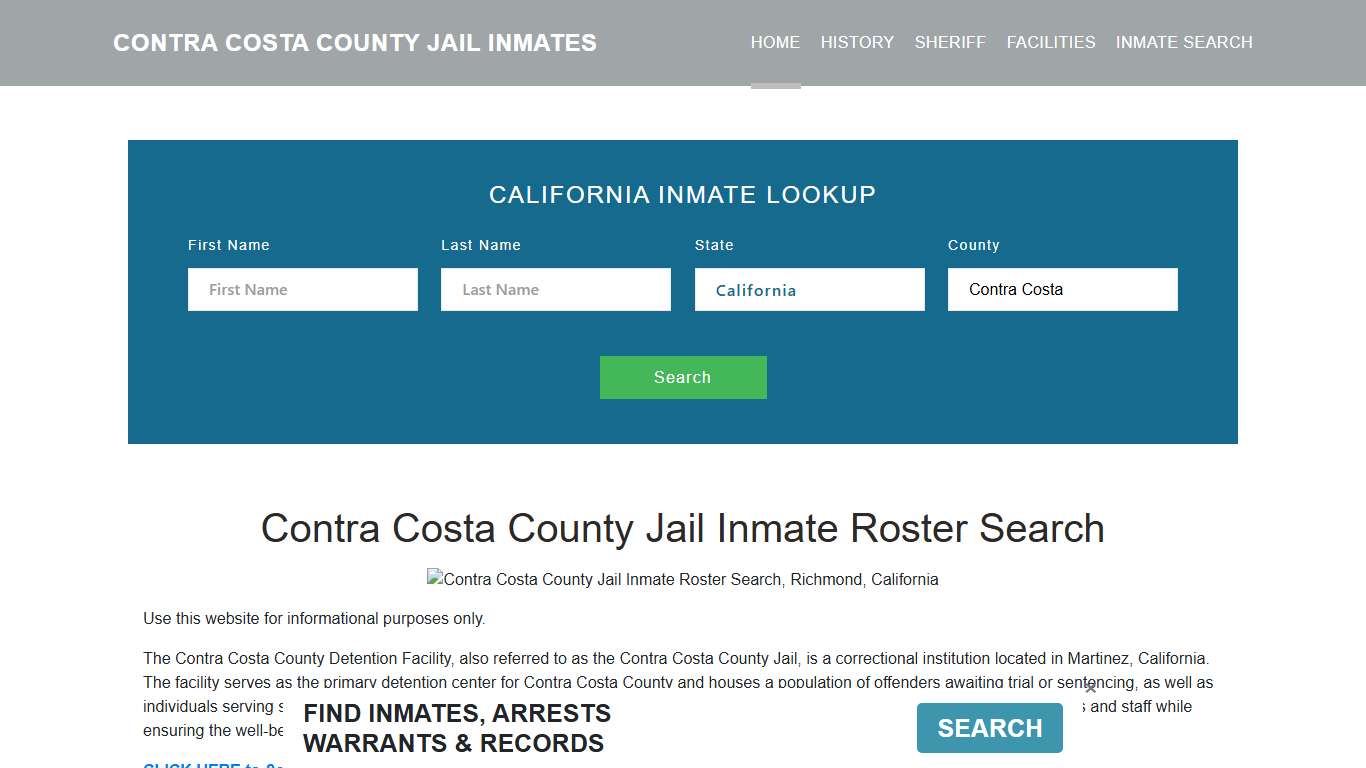Contra Costa County Jail Inmate Roster Lookup, Richmond, CA