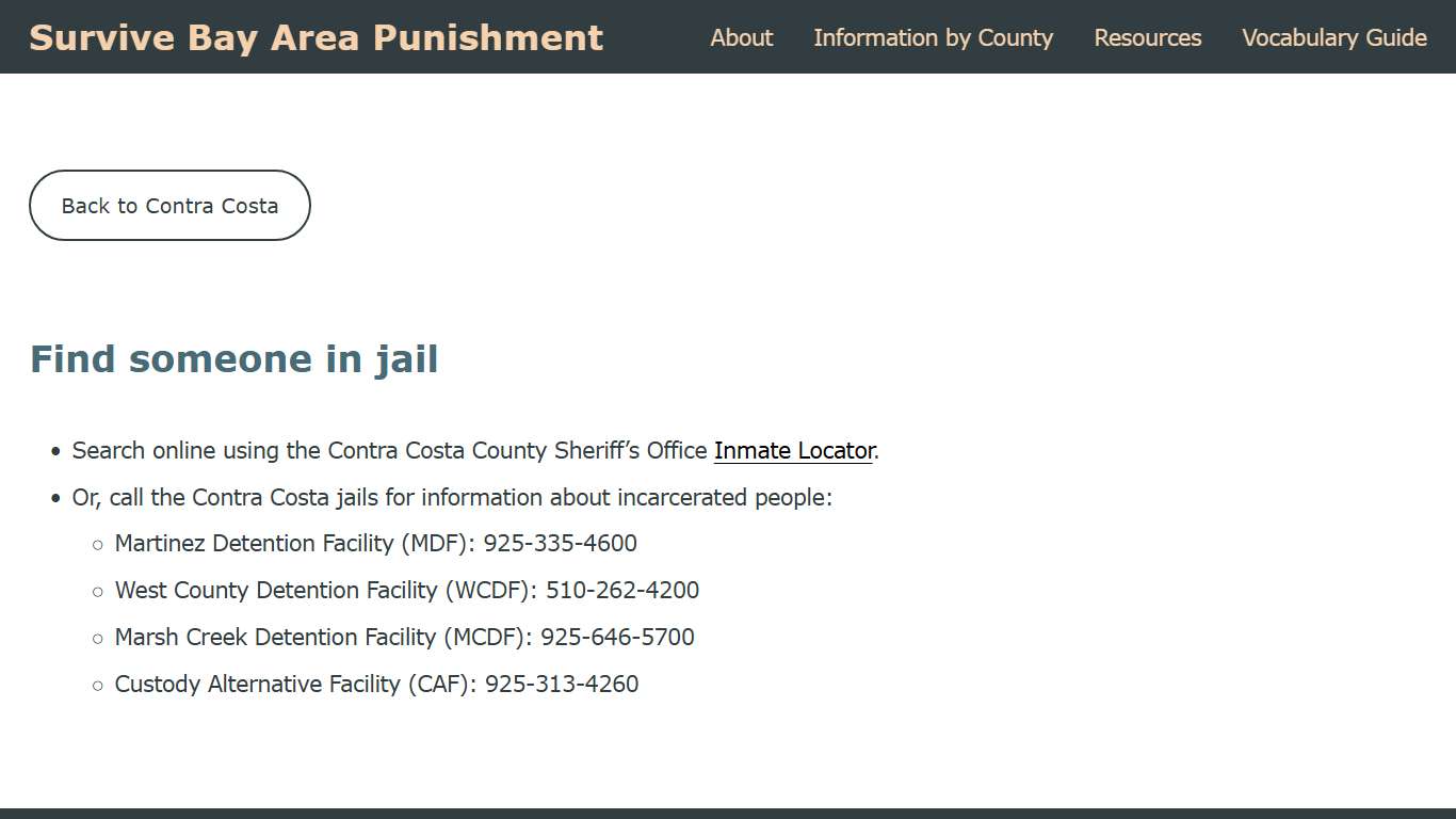 Contra Costa Find Someone — Survive Bay Area Punishment