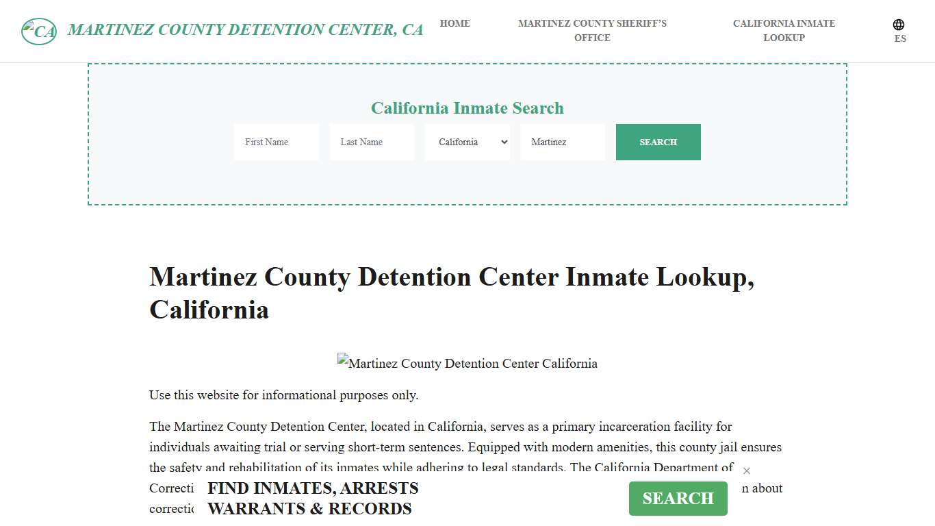 Martinez County Detention Center, CA Inmate Roster, Offender Search